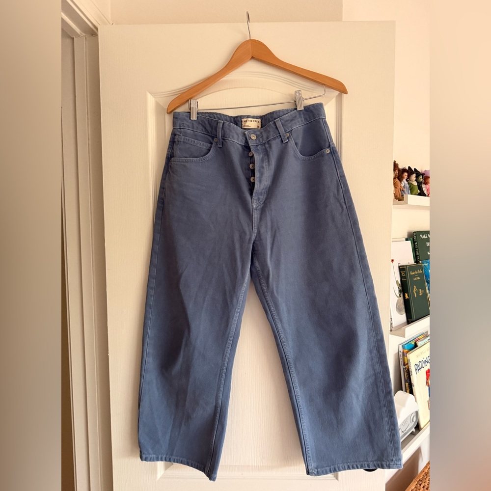 Free People Casual High-Rise Wide Women's Jeans in Slate Blue